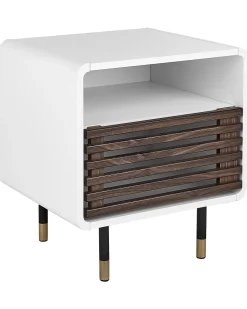 Beliani Yopoyta Kaappi Hylly Valkoinen/Tumma Puu Rifle Clearance