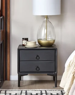 Beliani Yopoyta Keinonahka 2 Laatikkoa Musta Sezanne Hot