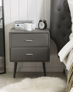 Beliani Yopoyta Keinonahka 2 Laatikkoa Harmaa Essonne Shop