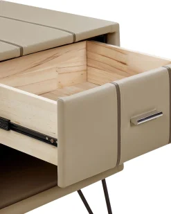 Beliani Yopoyta Keinonahka Laatikko Hylly Beige Betin Cheap