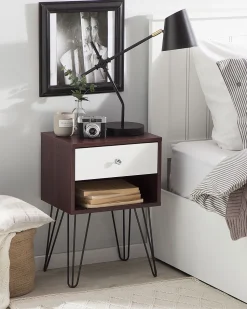 Beliani Yopoyta Laatikko Hylly Tumma Puu/Valkoinen Arvin Cheap