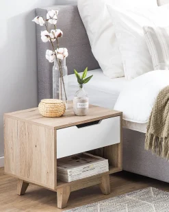 Beliani Yopoyta Laatikko Hylly Vaalea Puu/Valkoinen Spencer Hot