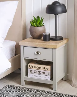 Beliani Yopoyta Laatikko Vaaleanharmaa/Vaalea Puu Clio Hot