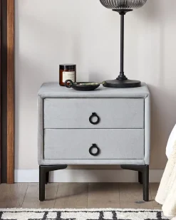 Beliani Yopoyta Sametti 2 Laatikkoa Vaaleanharmaa Sezanne Shop